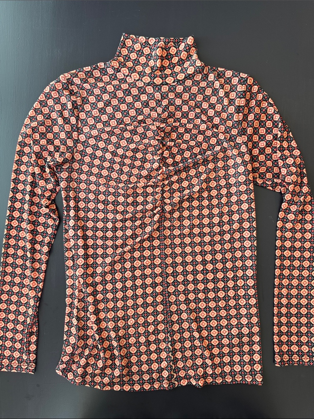Red by BKE sheer geometric, print turtleneck, shirt, size L